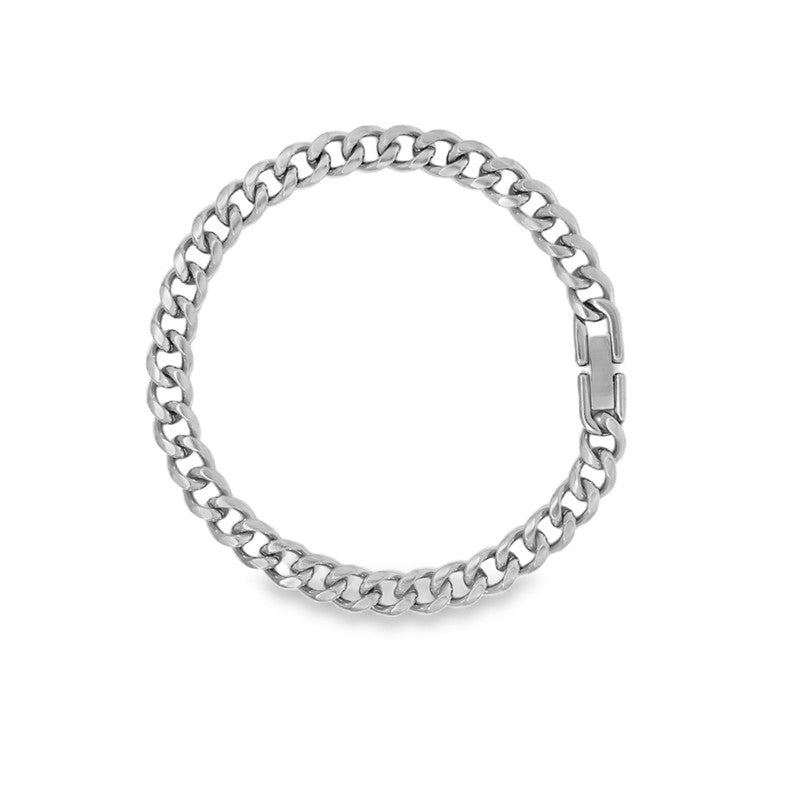 Rico's panserarmbånd i rustfrit stål 6 mm til mænd med flip-lås, 19–21 cm.